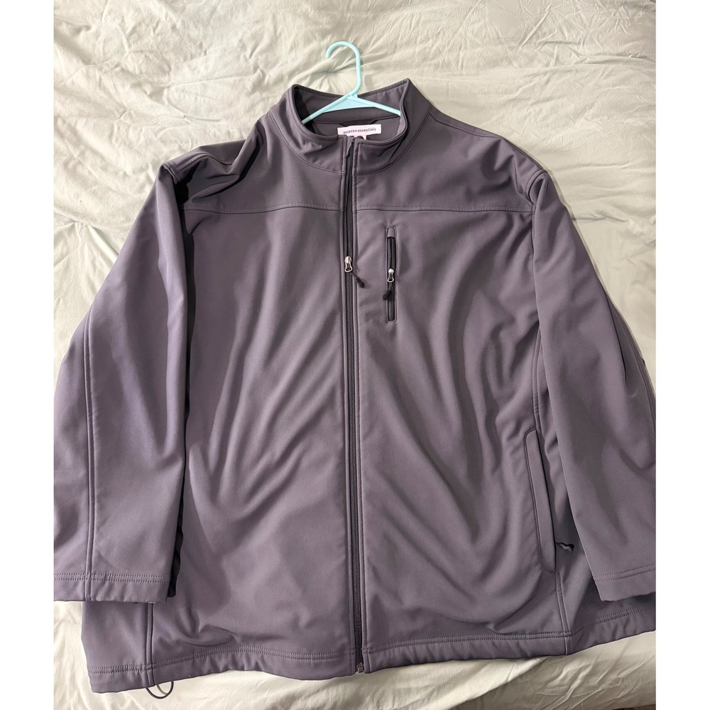 Amazon Essentials Mens Softshell Jacket Charcoal Grey Full Zip Mock Neck 4XL